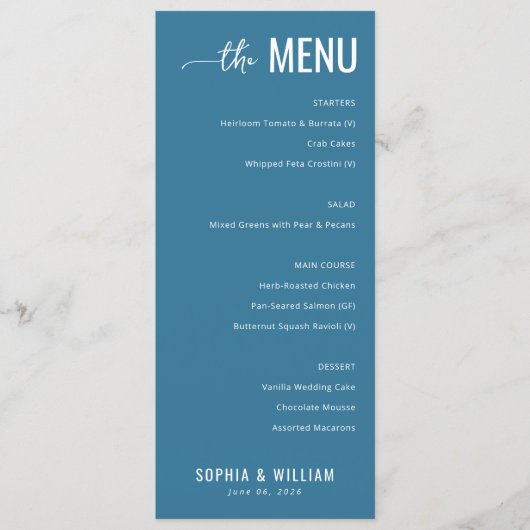 Elegant Teal Menu Card メニュー (正面)