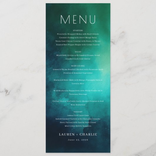Elegant Teal Menu Template メニュー (正面)