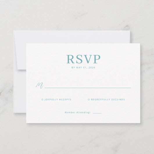 Elegant Teal Minimalist RSVP (正面)