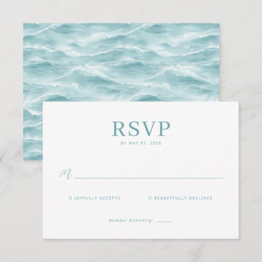 Elegant Teal Minimalist RSVP (正面/裏面)