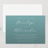 Elegant Teal Minimalist Wedding Invitation 招待状 (正面/裏面)