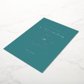 Elegant Teal Minimalist Wedding Invitation 箔招待状 (回転した状態)