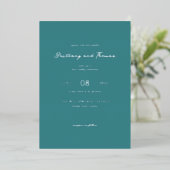 Elegant Teal Minimalist Wedding Invitation 箔招待状 (立ち正面)