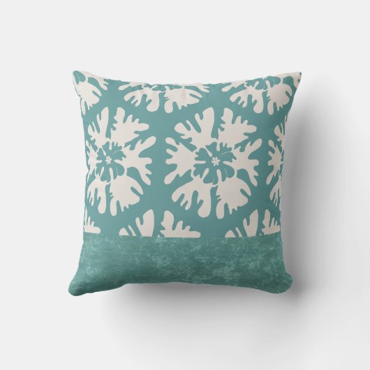 Elegant Teal Monogram Christmas Star クッション (裏面)