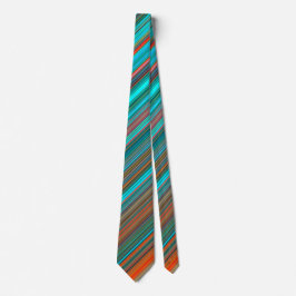 Elegant Teal & Orange Angled Stripes Pattern Men's ネクタイ
