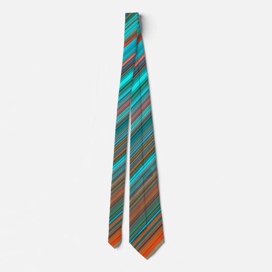 Elegant Teal & Orange Angled Stripes Pattern Men's ネクタイ (裏面)