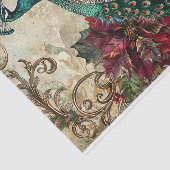Elegant Teal Peacock Christmas Decoupage 薄葉紙 (詳細)