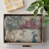 Elegant Teal Peacock Christmas Decoupage 薄葉紙 (ギフト)