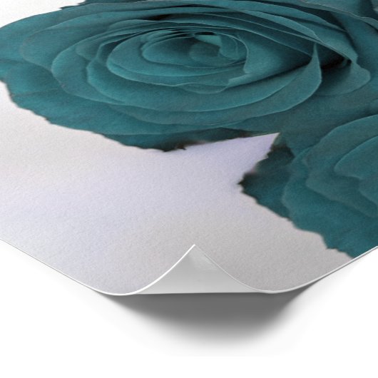 Elegant Teal Rose 6 Table Wedding Seating Chart ポスター (角)