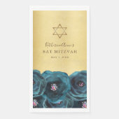Elegant Teal Rose Floral Gold Bat Mitzvah (正面)