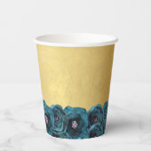 Elegant Teal Rose Floral Gold Bat Mitzvah 紙コップ (裏面)