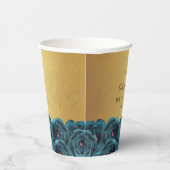 Elegant Teal Rose Floral Gold Bat Mitzvah 紙コップ (右)