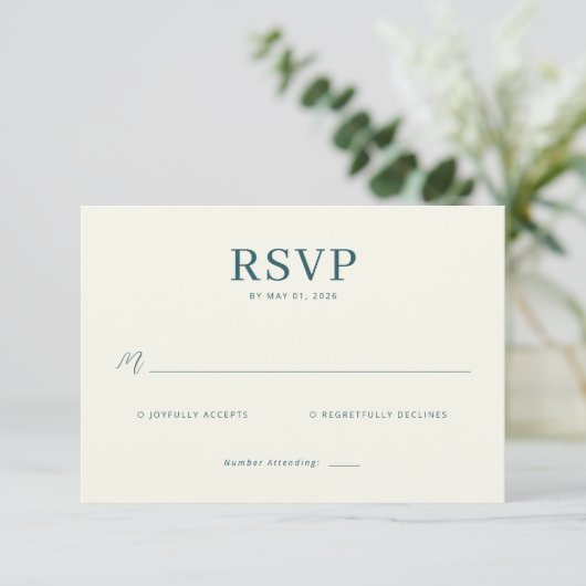 Elegant Teal RSVP Card (スタンド正面)