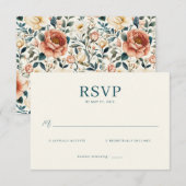 Elegant Teal RSVP Card (正面/裏面)