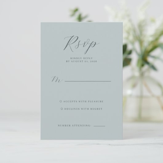 Elegant Teal RSVP Card (スタンド正面)