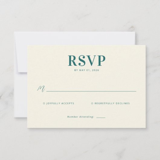 Elegant Teal RSVP Card (正面)