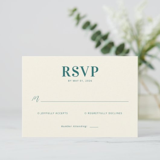 Elegant Teal RSVP Card (スタンド正面)