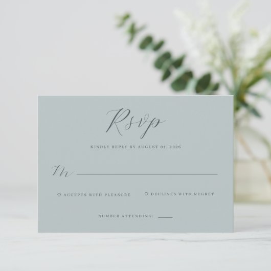 Elegant Teal RSVP Card (スタンド正面)
