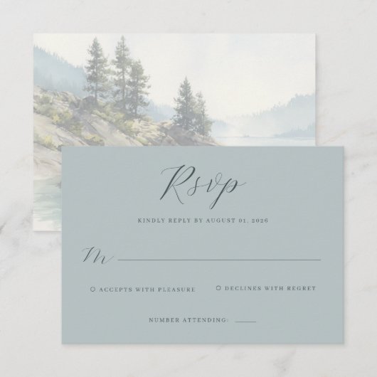 Elegant Teal RSVP Card (正面/裏面)