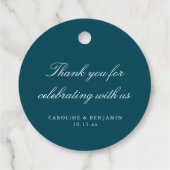 Elegant Teal Script Wedding Custom Thank You フェイバータグ (裏面)