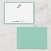 Elegant Teal Simple Template Typography Monogram ノートカード (正面/裏面)
