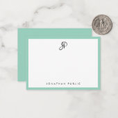 Elegant Teal Simple Template Typography Monogram ノートカード (正面/裏面インサイチュ)