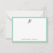 Elegant Teal Simple Template Typography Monogram ノートカード (正面)