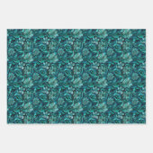 Elegant teal swirl flower pattern  ラッピングペーパーシート (正面2)