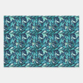 Elegant teal swirl leaf pattern  ラッピングペーパーシート (正面2)