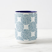 Elegant Teal Swirl Pattern ツートーンマグカップ (中央)