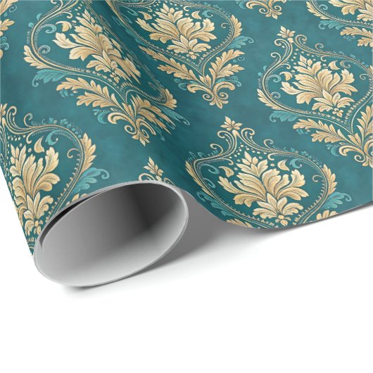 Elegant teal tiled wedding colors  ラッピングペーパー (ロールコーナー)