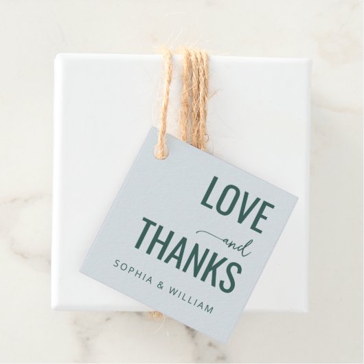 Elegant Teal Typographic Love Thanks フェイバータグ (インサイチュ)