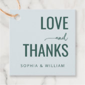 Elegant Teal Typographic Love Thanks フェイバータグ (正面)