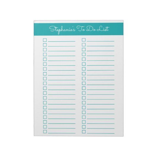 Elegant Teal Vertical 8.5x11 Two Column Checklist ノートパッド (回転)