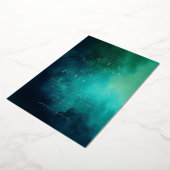 Elegant Teal Watercolor Gradient 箔招待状 (回転した状態)