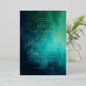 Elegant Teal Watercolor Gradient 箔招待状 (立ち正面)