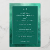 Elegant Teal Watercolor Invitation 箔招待状 (正面)