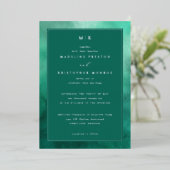 Elegant Teal Watercolor Invitation 箔招待状 (立ち正面)