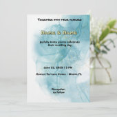 Elegant Teal Watercolor Wedding Invitation 招待状 (スタンド正面)