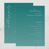 Elegant Teal Wedding Ceremony Program プログラム (正面/裏面)