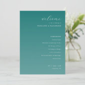 Elegant Teal Wedding Ceremony Program プログラム (スタンド正面)