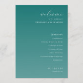 Elegant Teal Wedding Ceremony Program プログラム (正面)