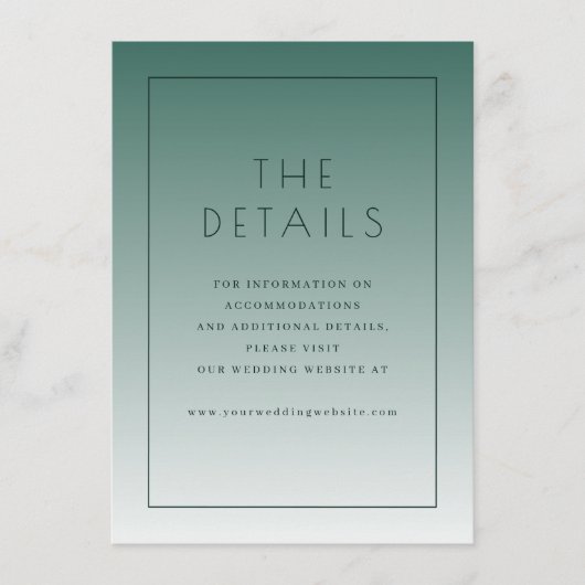 Elegant Teal Wedding Details Card エンクロージャーカード (正面)