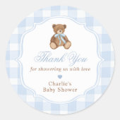 Elegant Teddy Bear Baby Shower ラウンドシール (正面)