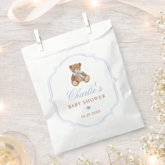 Elegant Teddy Bear Baby Shower Decor フェイバーバッグ (クリップ留めされた状態)