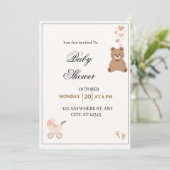 Elegant Teddy Bear Baby Shower Invitation  招待状 (スタンド正面)
