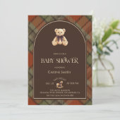 Elegant Teddy Bear Luxury Vintage Baby Shower 招待状 (スタンド正面)