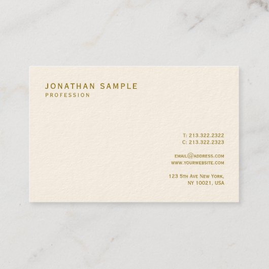 Elegant Template Business Cards Gold Text Luxury 名刺 (裏面)