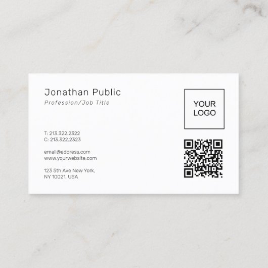 Elegant Template QR Code Upload Company Logo to 名刺 (裏面)