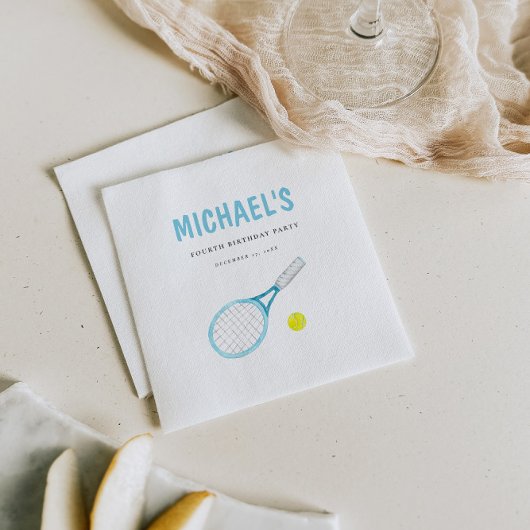 Elegant Tennis Birthday Paper Napkin スタンダードカクテルナプキン